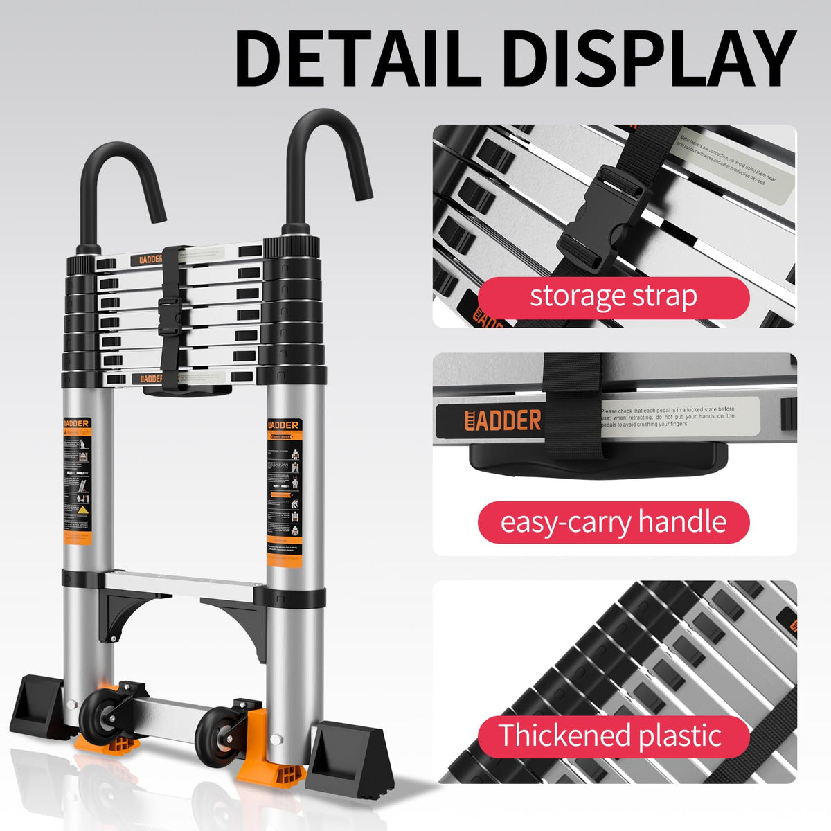 19.5FT Aluminum Telescoping Ladder 330lbs O642