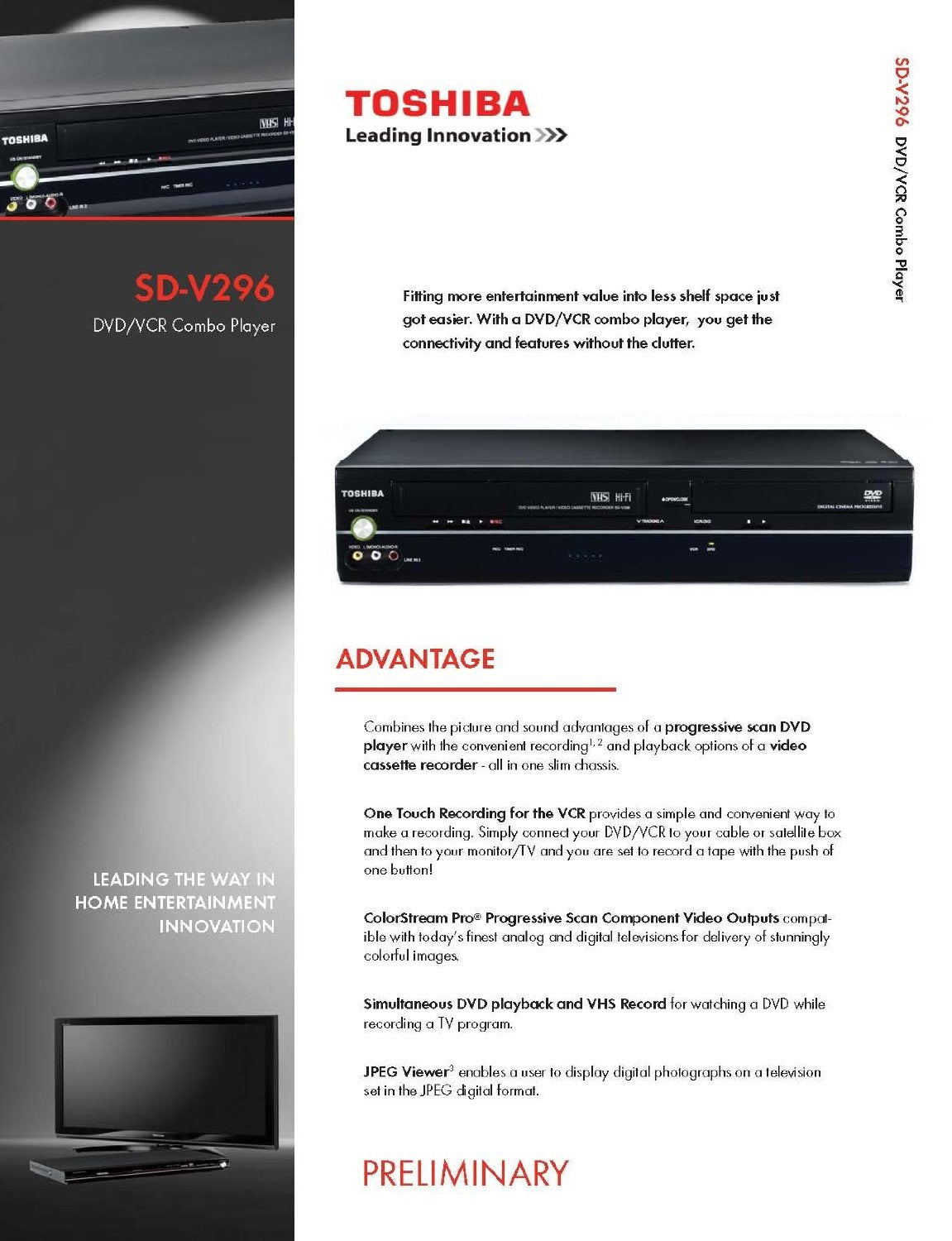 Black DVD Player/VCR Combo Y1446