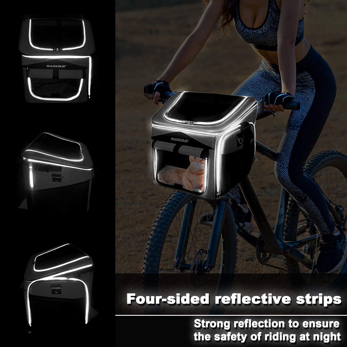 Foldable Soft-Sided Dog Bike Basket Carrier with 2 Open Doors Z918582