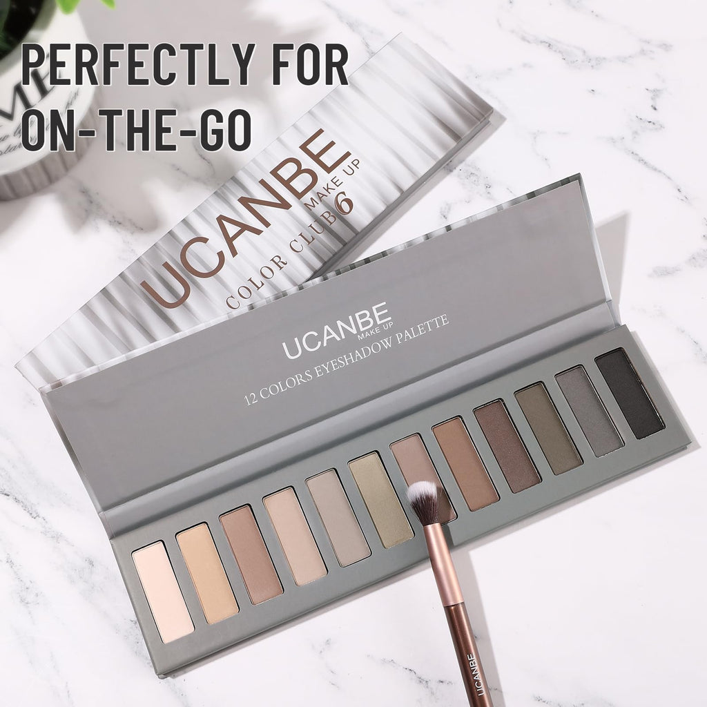 12 Color Neutral Matte Shimmer Eyeshadow Palette with Brush Y738