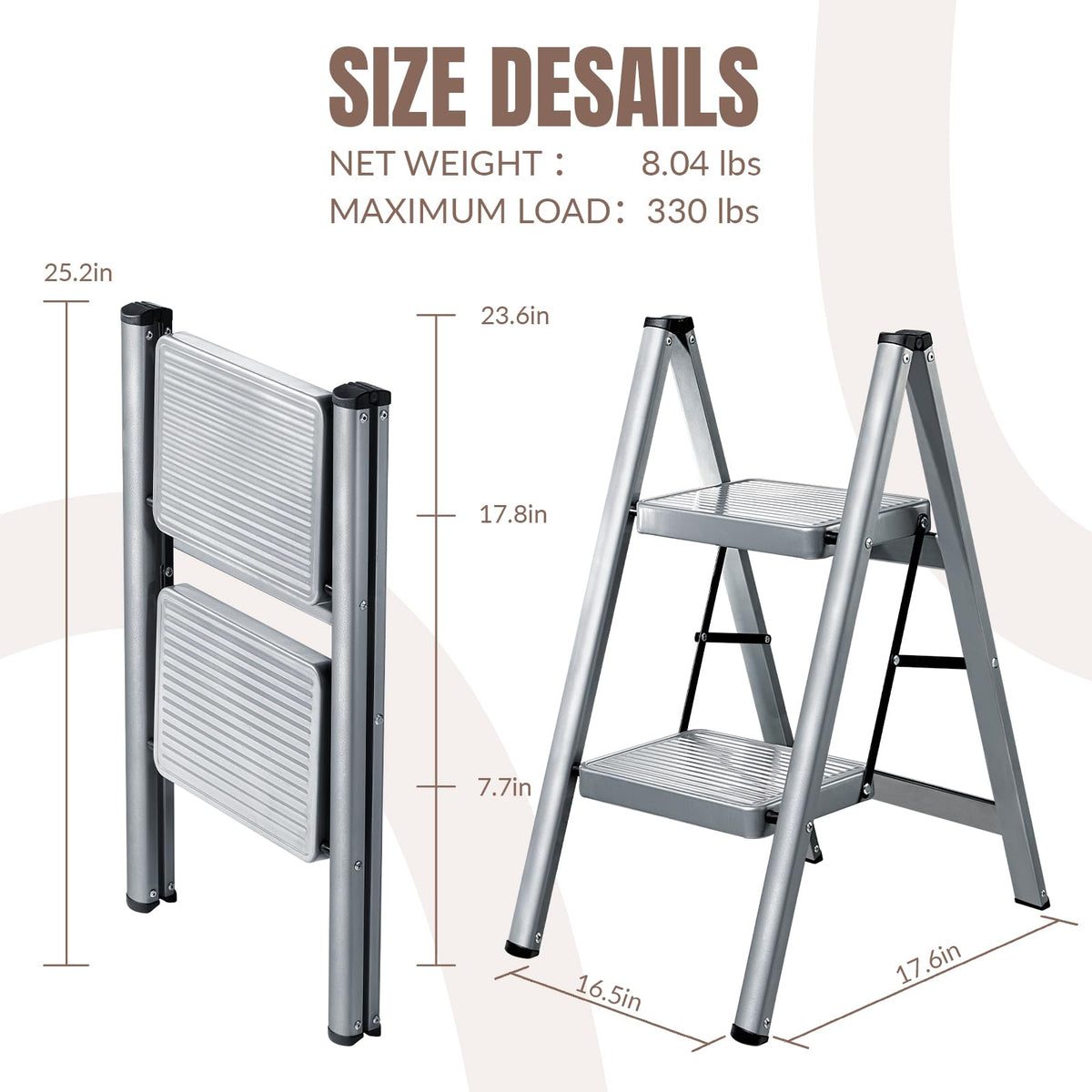 2 Step Steel Folding Step Stool B268