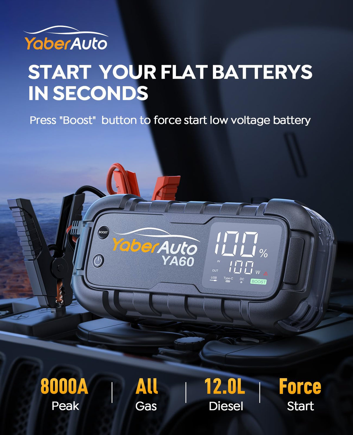8000A Jump Starter 99Wh 65W Fast Charging R317576