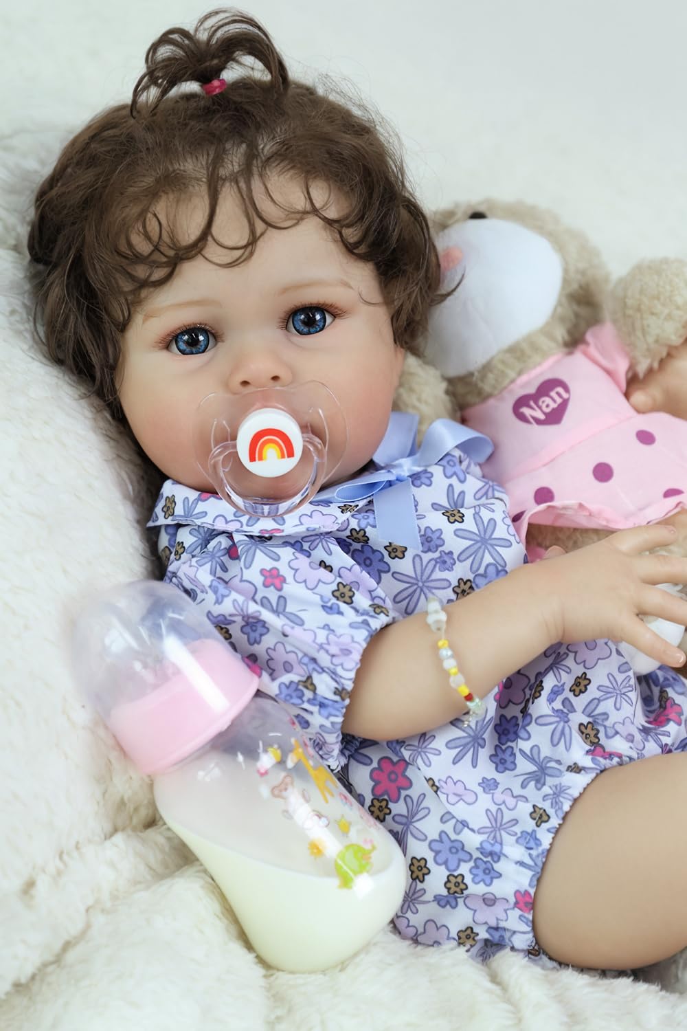 20 Inch Silicone Reborn Baby Doll with Curly Hair E633623