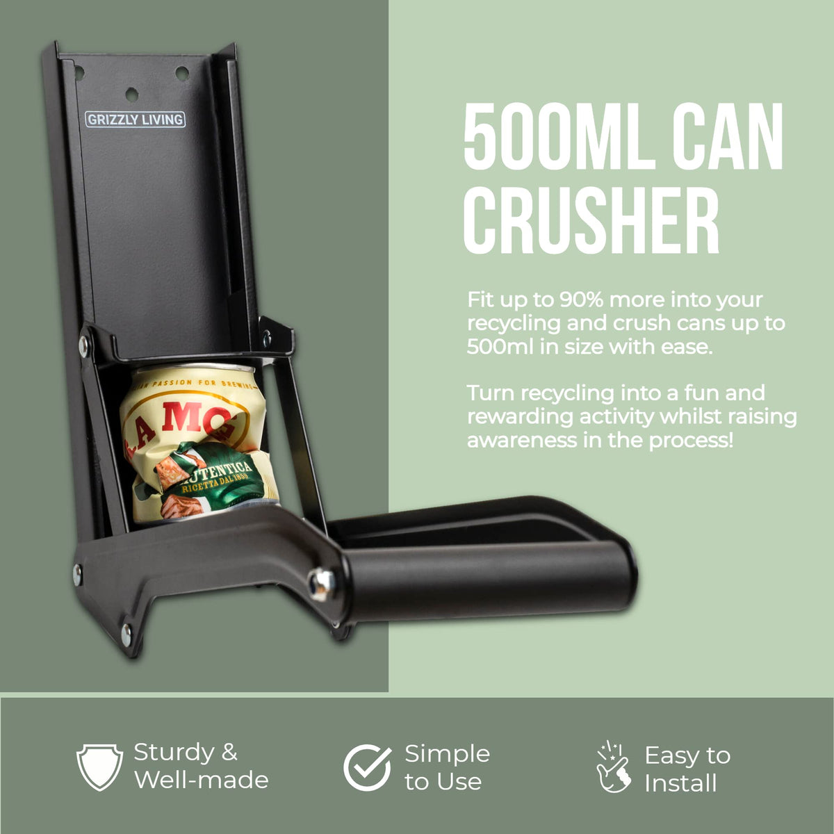 Heavy Duty Wall Mounted Can Crusher for 12-16oz Cans A3361