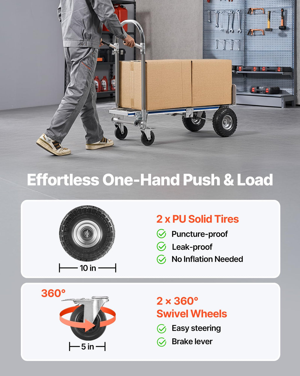 2 in 1 Convertible Hand Truck Dolly 1000 lbs F7879