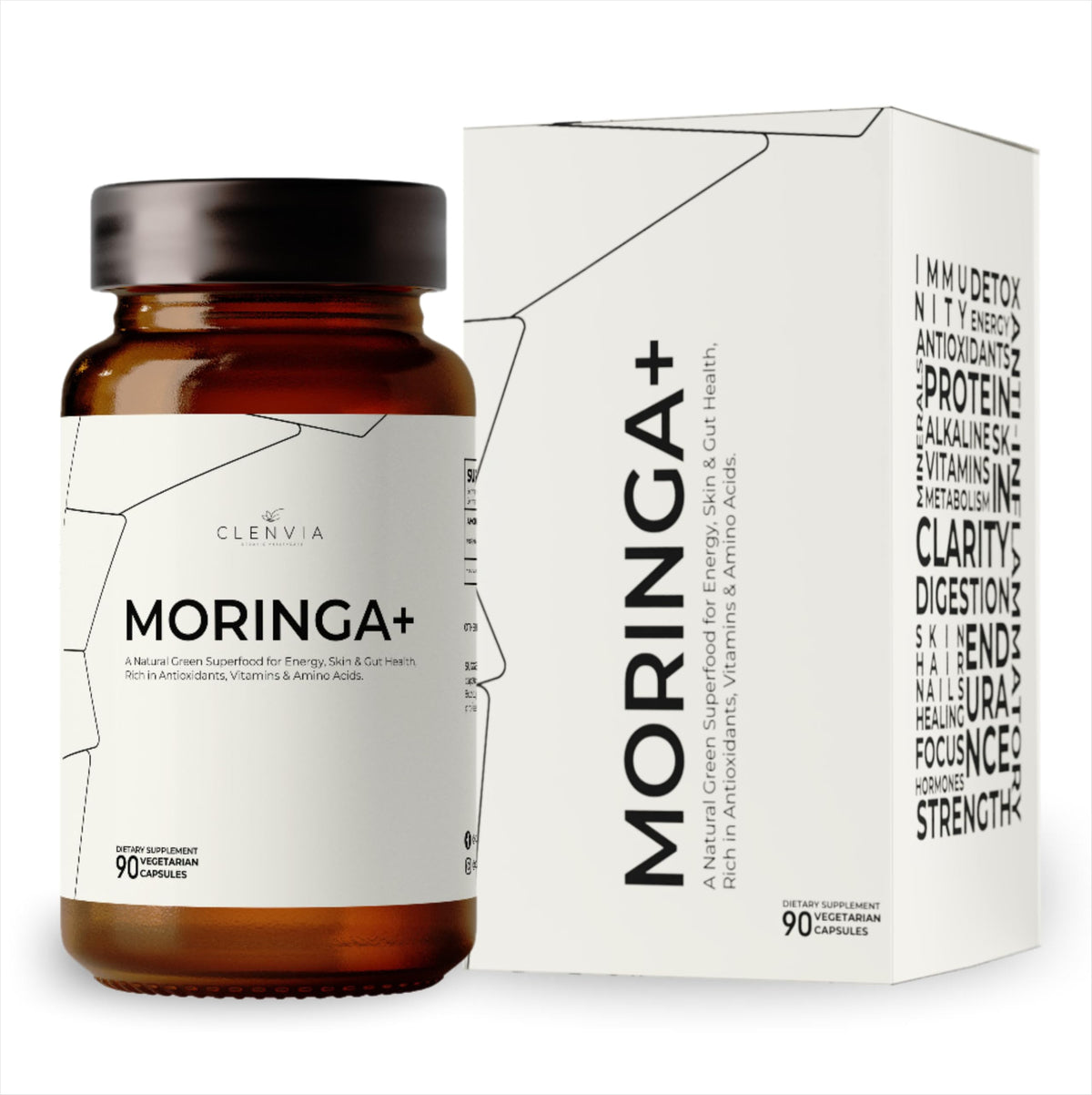 90 Capsules 1000mg Organic Moringa Leaf Powder Capsules U58028