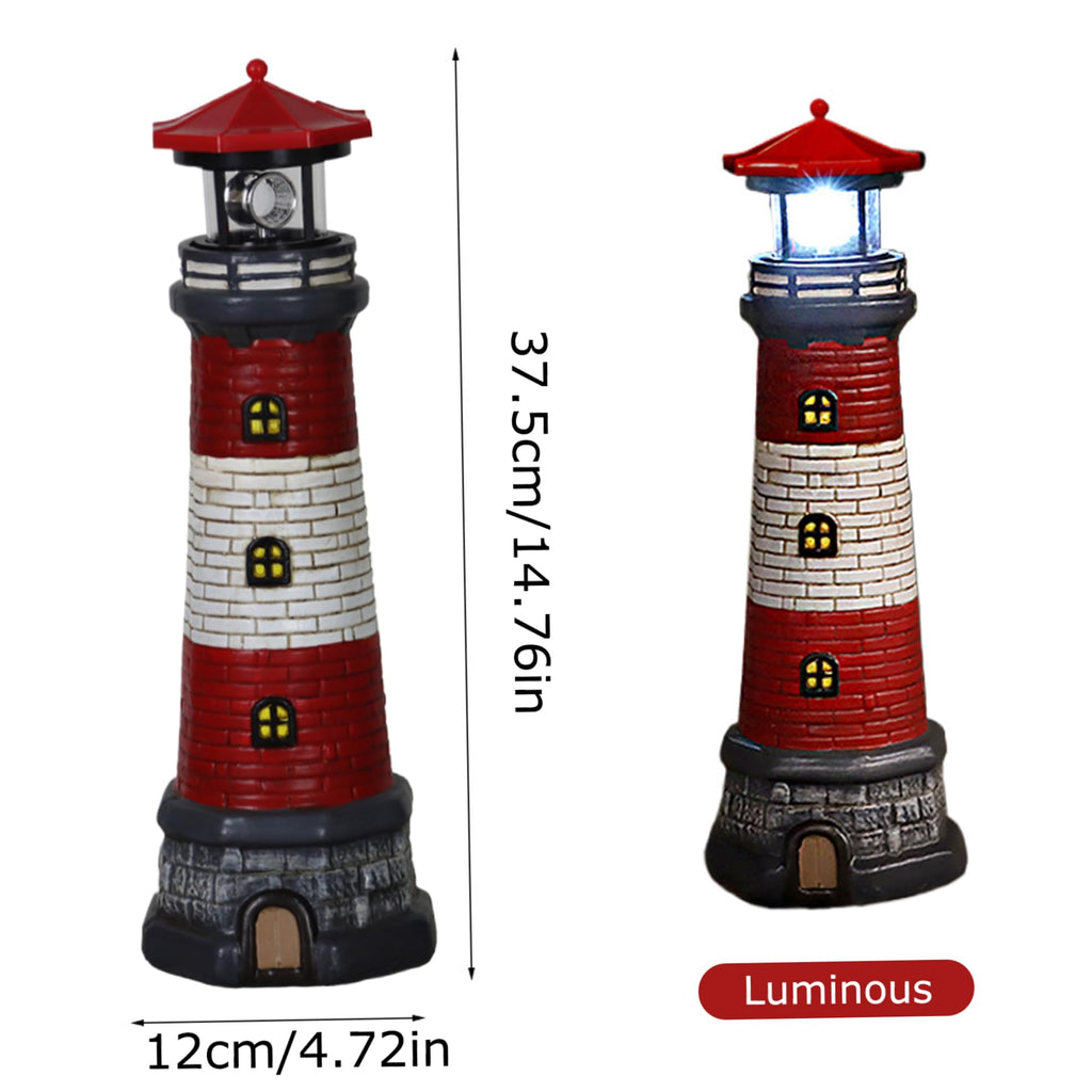 Solar Lighthouse with Rotating LED Lights Waterproof Lighthouse Statue A930