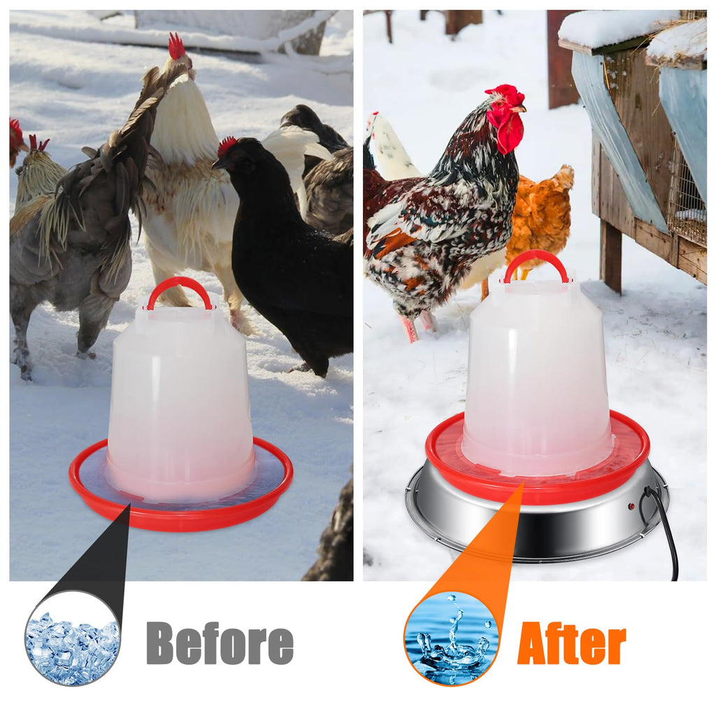 12 Inch 5 Gallons Poultry Waterer Heated Base with Thermostat D3150