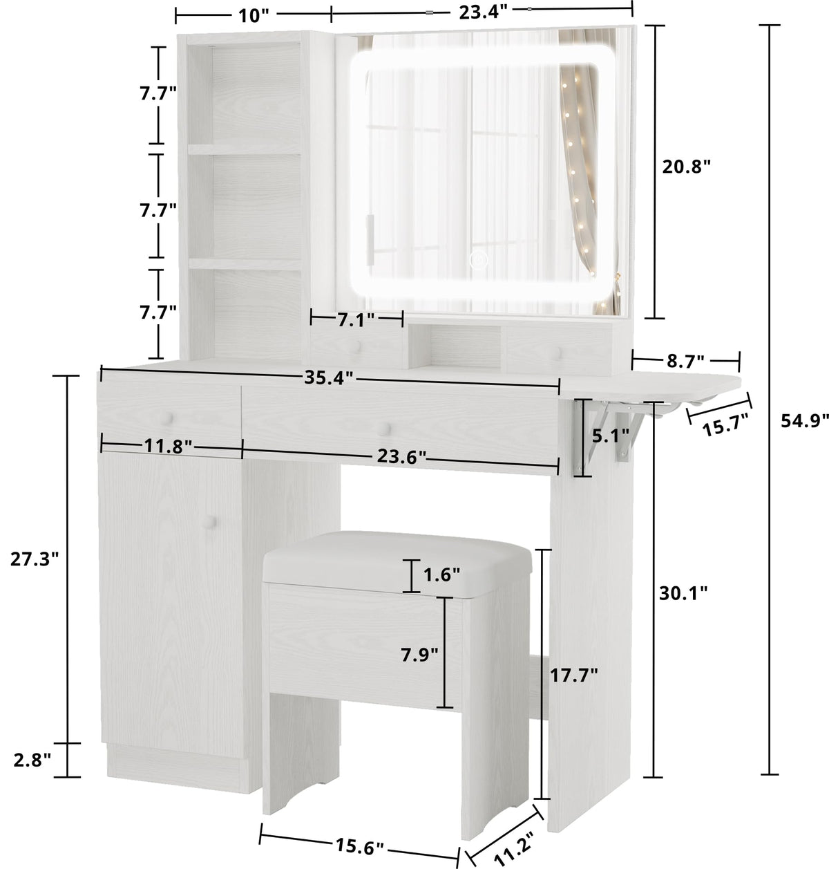 Vanity Desk with Charging Station and Storage Q520243