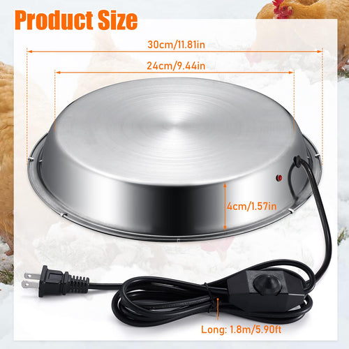 12 Inch 5 Gallons Poultry Waterer Heated Base with Thermostat D3150
