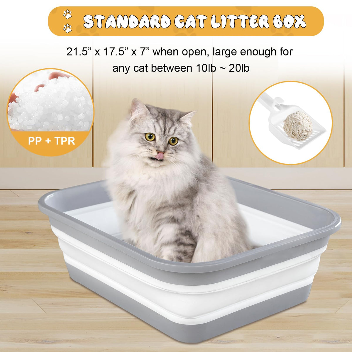 Collapsible Open Cat Litter Box V4723
