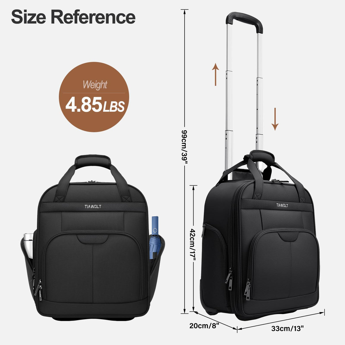 16-Inch Underseat Carry on Luggage with Wheels Black N692963