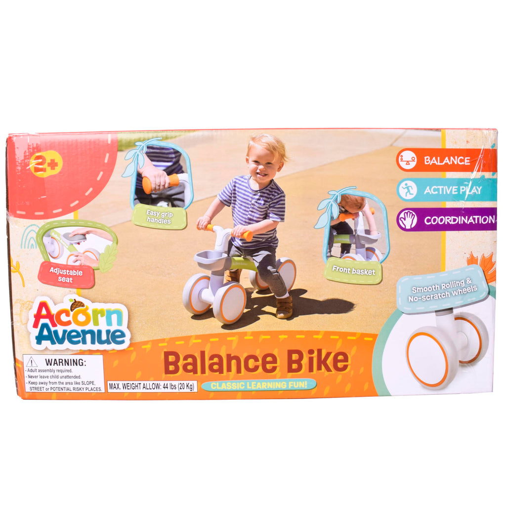 12-24 Month 4 Wheels Adjustable Seat Baby Balance Bike with Storage Basket I6805