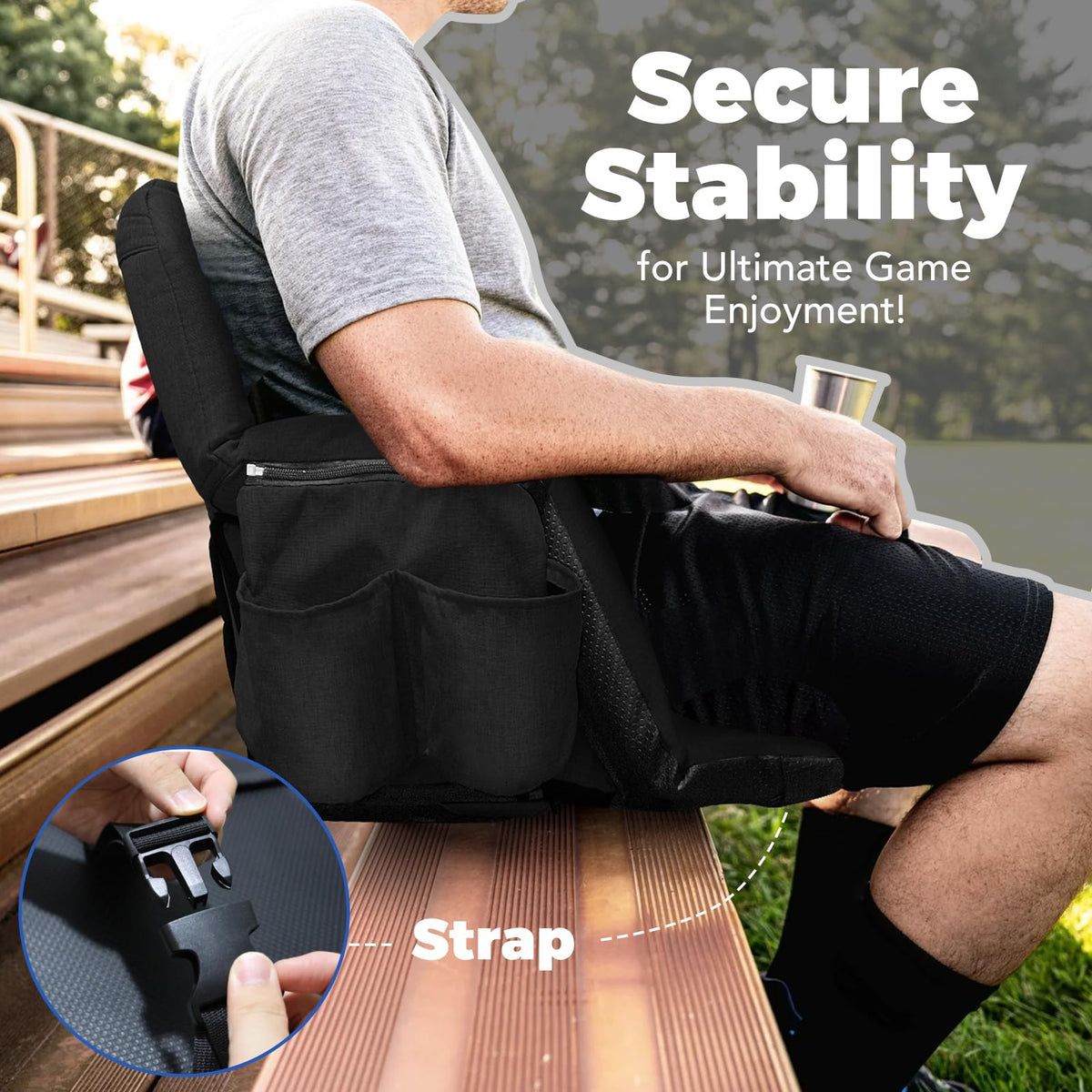 Black Wide Stadium Seats with Back Support X142651