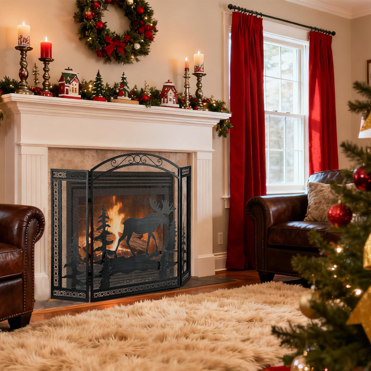 3 Panel Fireplace Screen with Guard Grate C5273