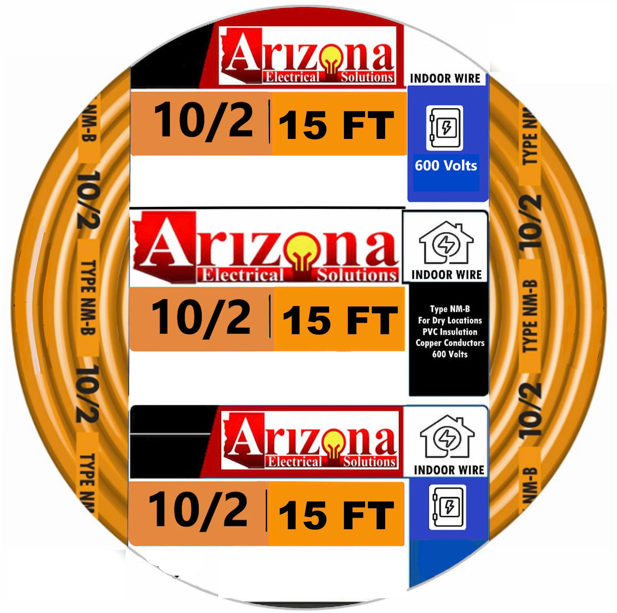 10/2 NM-B Indoor Copper Wire, 15 Feet, 600V X8489