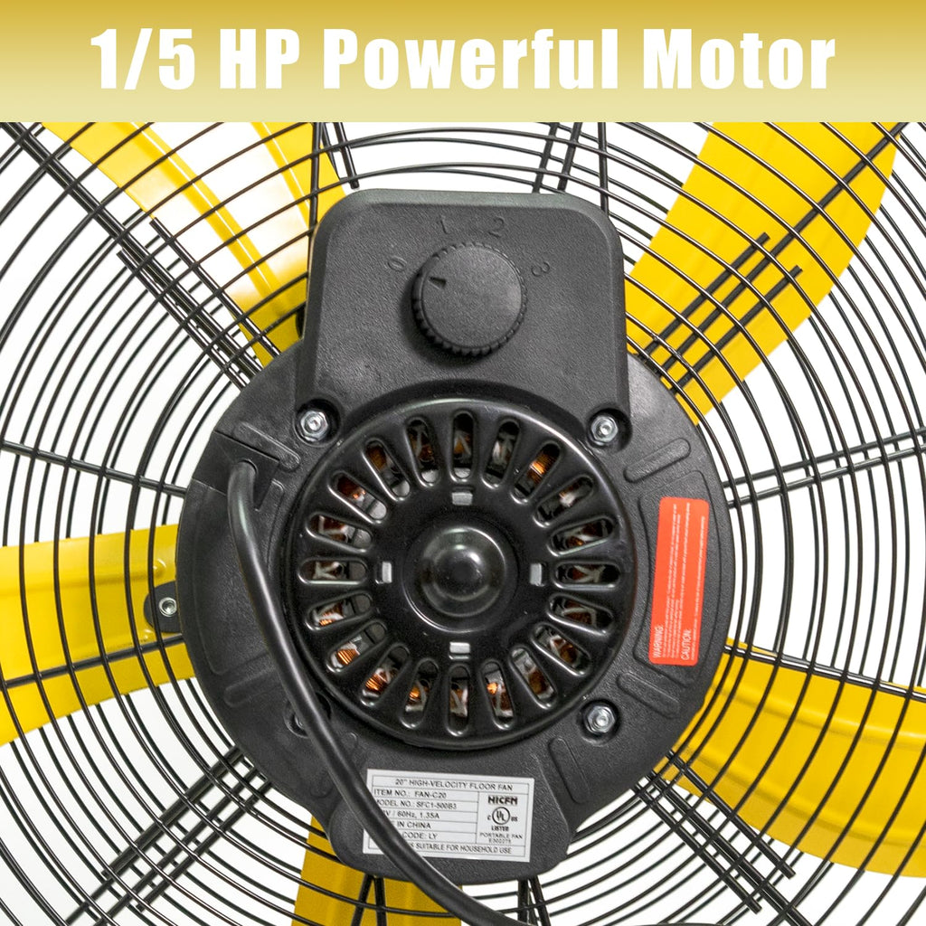 2 Pcs 20-inch 5300 CFM High Velocity Metal Floor Fan Z452531