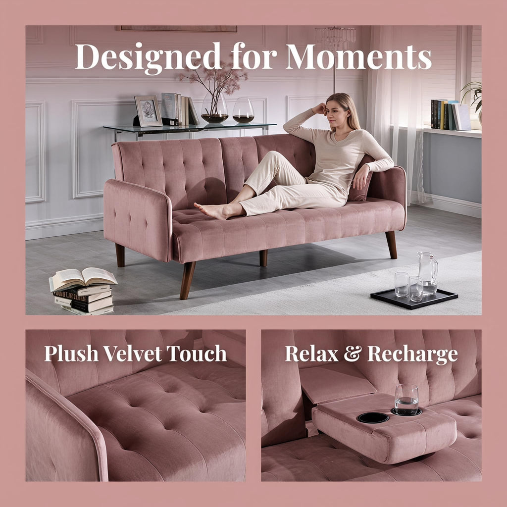 Pink Convertible Sleeper Sofa S61506