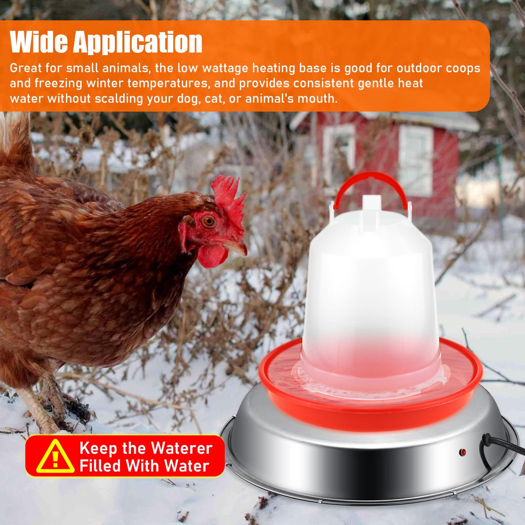 12 Inch 5 Gallons Poultry Waterer Heated Base with Thermostat D3150