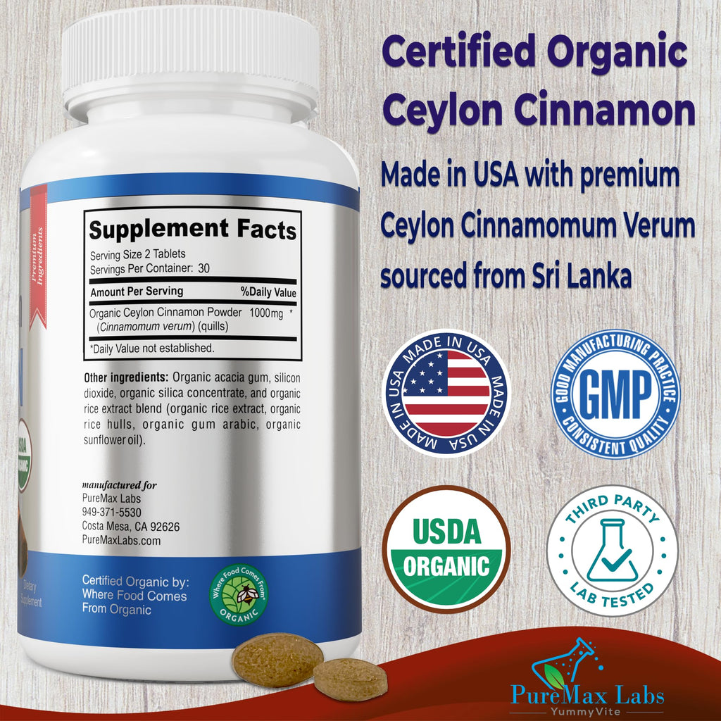 Organic Ceylon Cinnamon 1000mg 60 Tablets P995