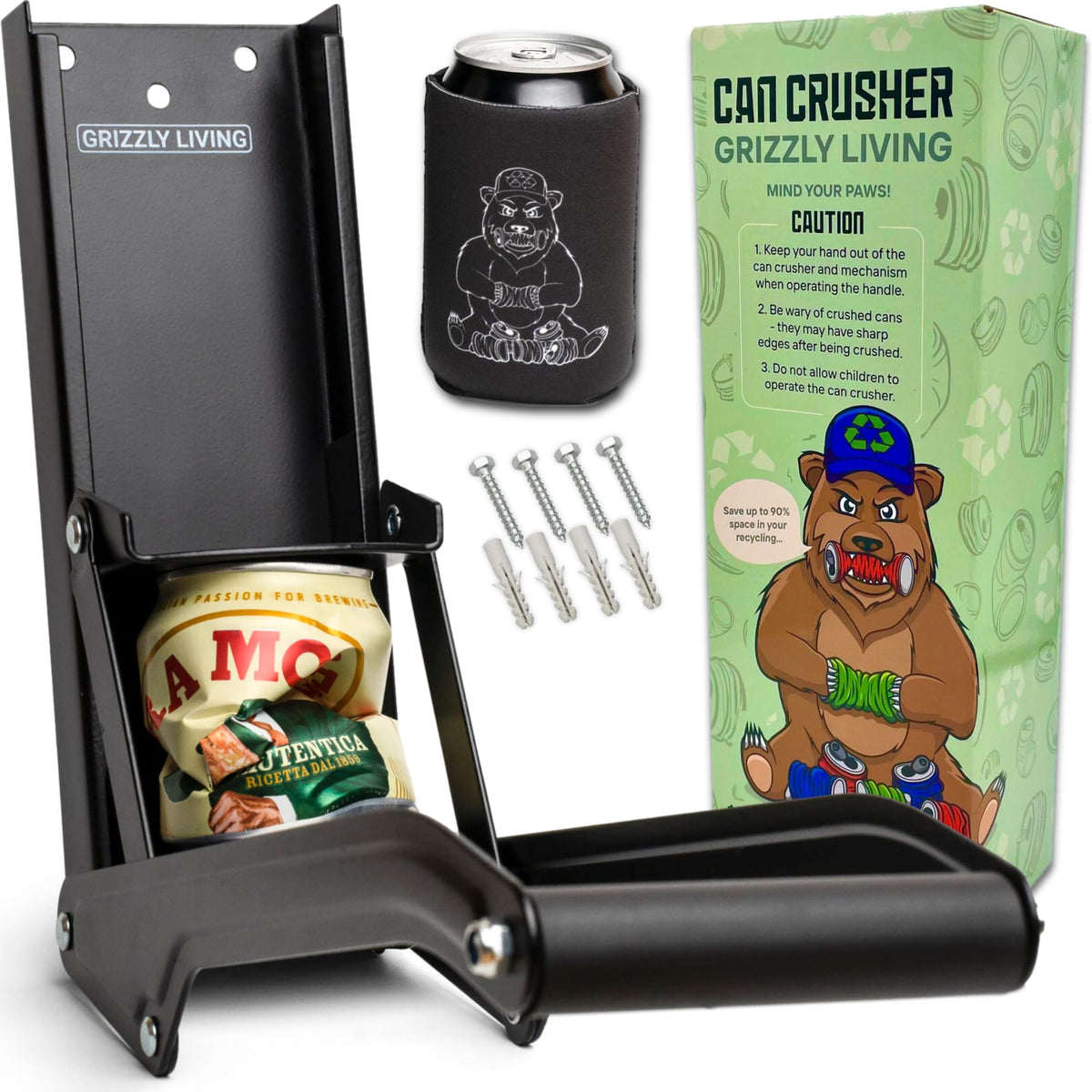 Heavy Duty Wall Mounted Can Crusher for 12-16oz Cans A3361