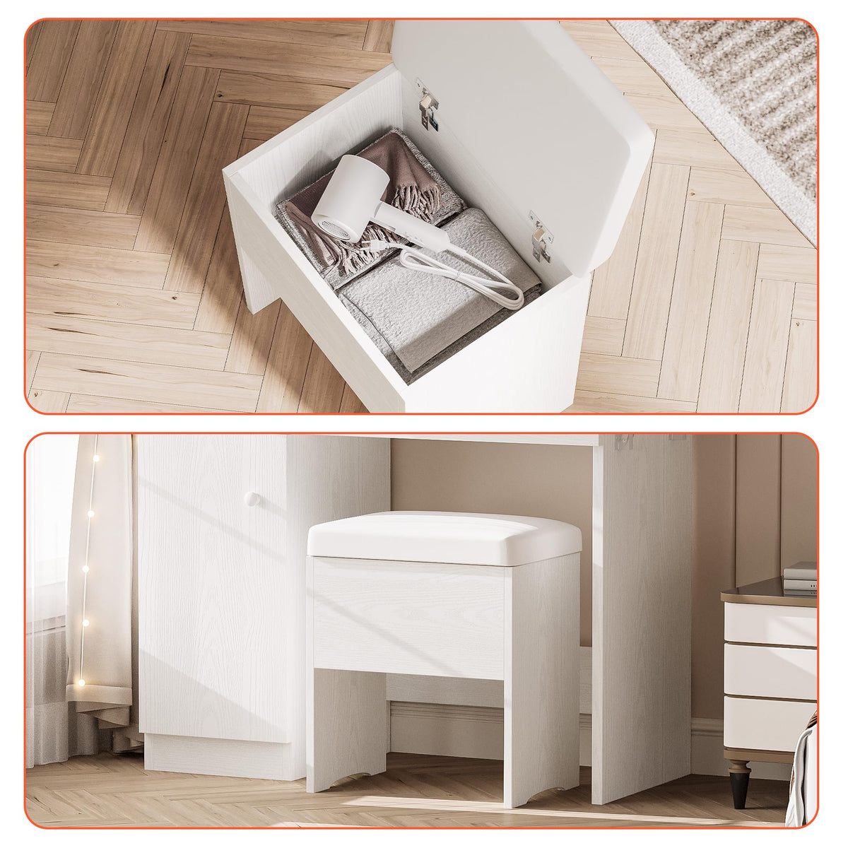 Vanity Desk with Charging Station and Storage Q520243