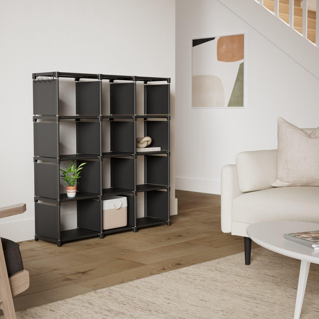 Black 12 Cube Metal Bookcase R76726