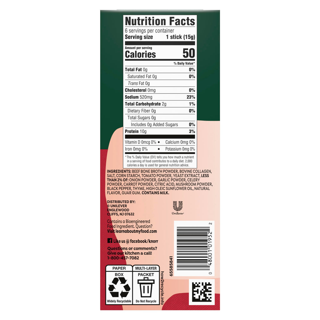 Beef Bone Broth Instant Powder Mix Packets, 6 Count I477645