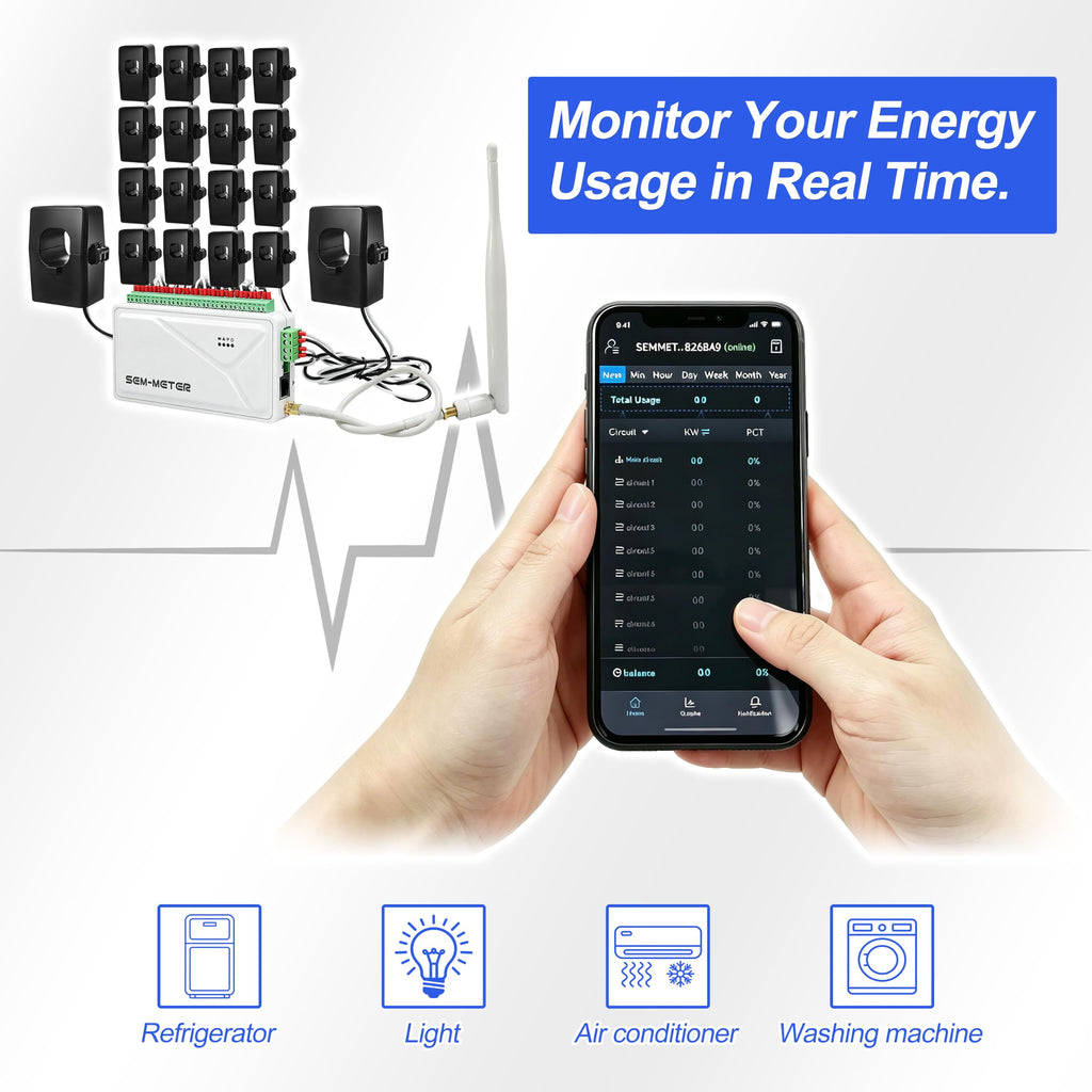 Smart Home Energy Monitor with 16 50A Circuit Sensors Z1830