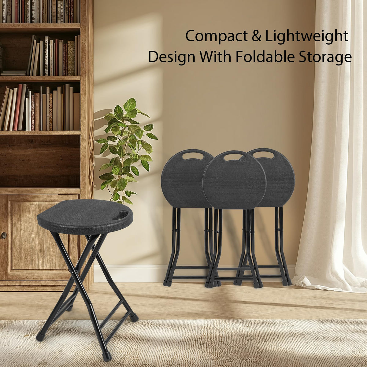 Folding Stool with Handle and Non-Slip Feet N6134