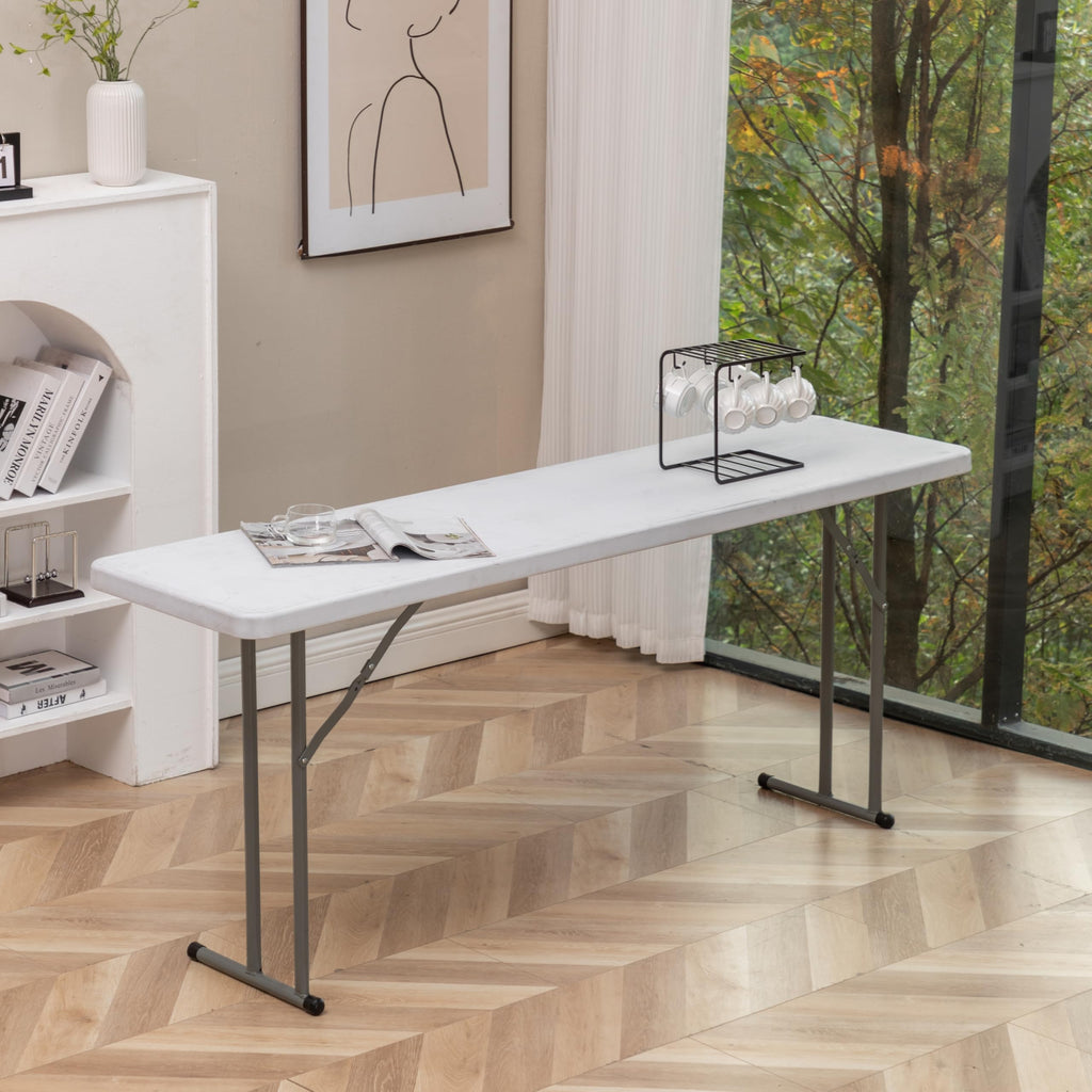 White Plastic Folding Table Set of 2 Z44521