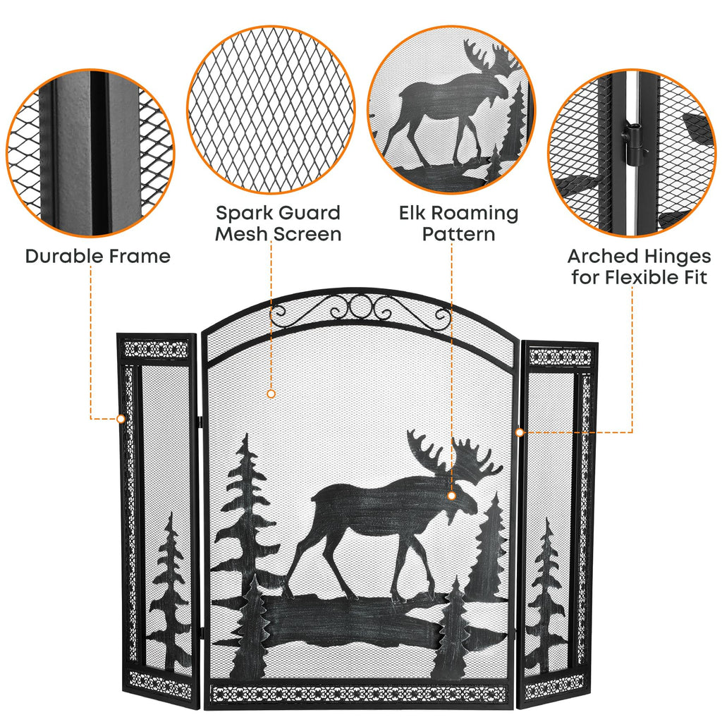 3 Panel Fireplace Screen with Guard Grate C5273