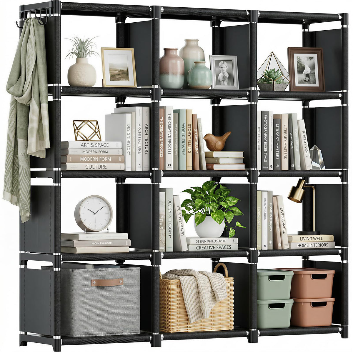 Black 12 Cube Metal Bookcase R76726