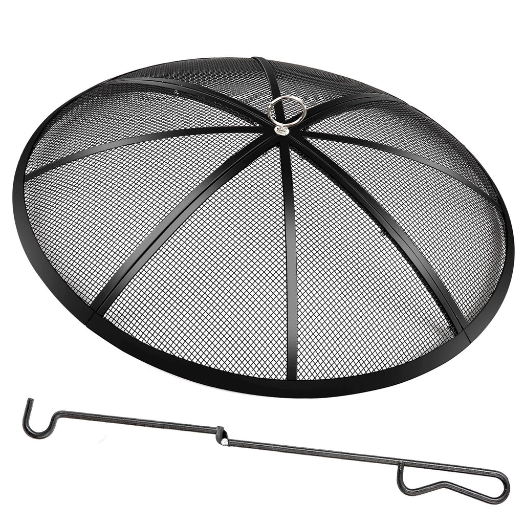 30 Inch Heavy Duty Metal Mesh Fire Pit Spark Screen with Handle & Poker K503