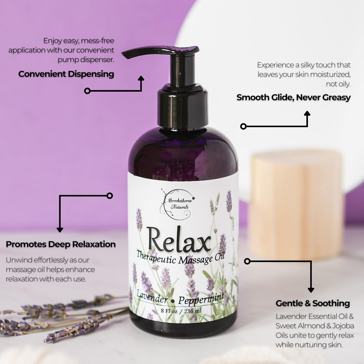 Lavender Peppermint Marjoram Body Massage Oil 8oz M779321