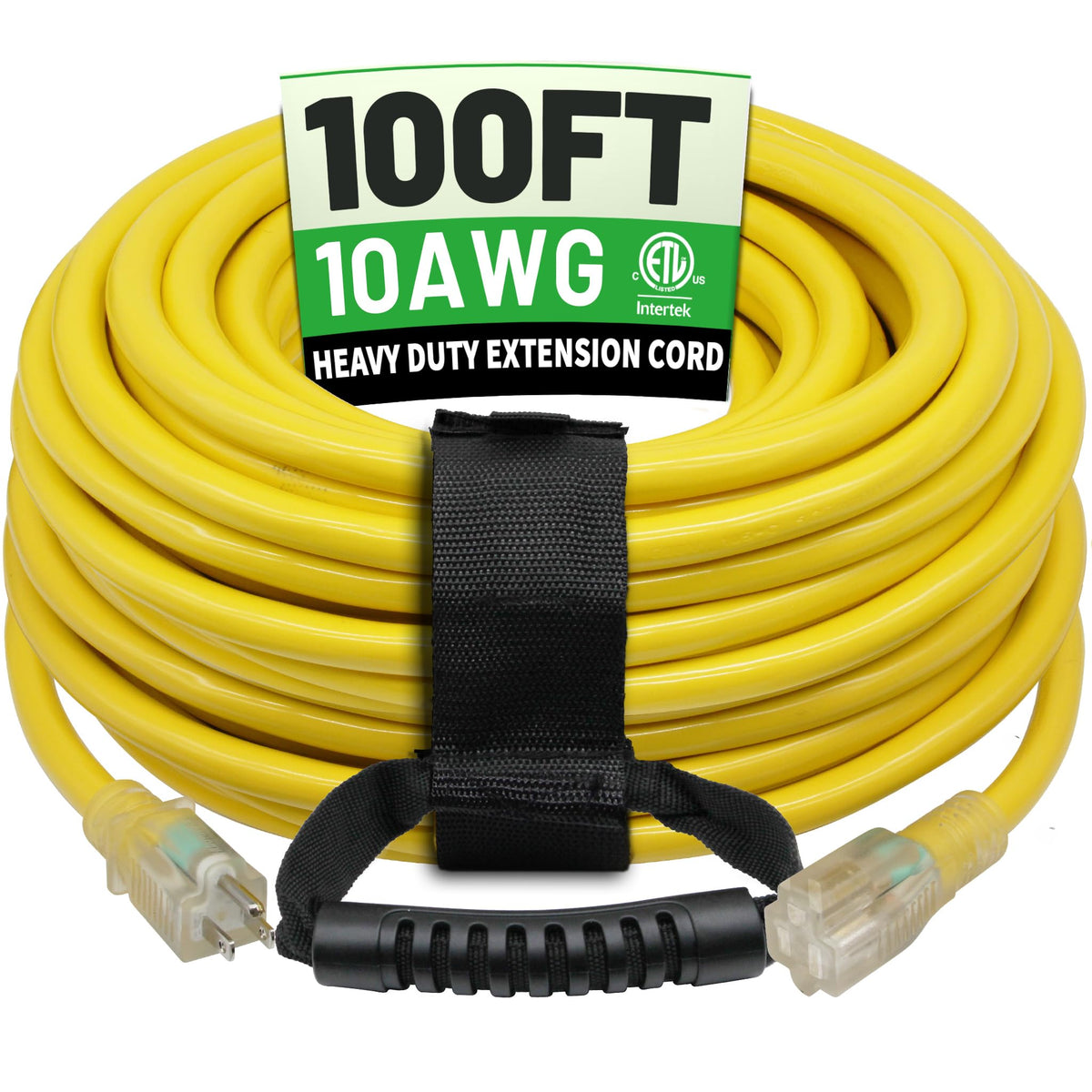 100 Ft 10AWG Outdoor Extension Cord Waterproof Heavy Duty, Black J298870