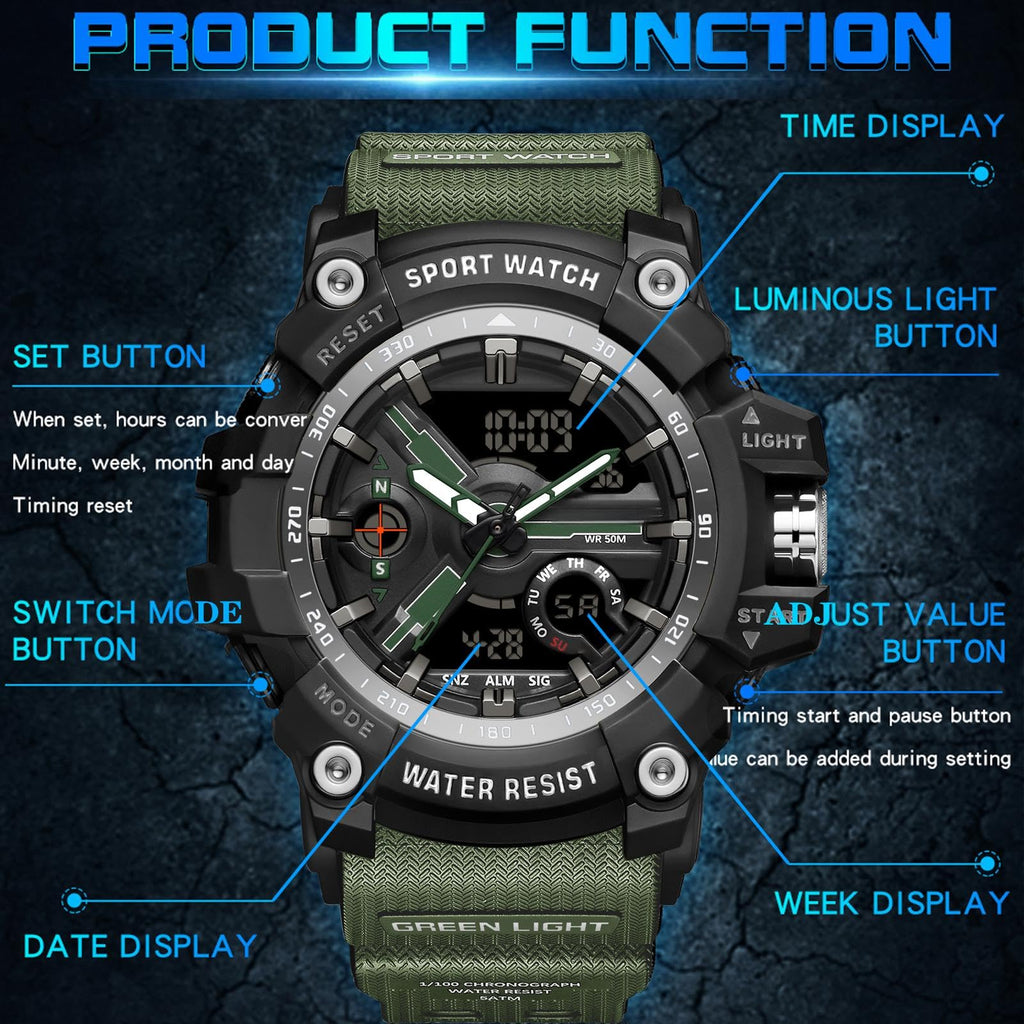 Waterproof Fluorescent Green Digital Watches D43889