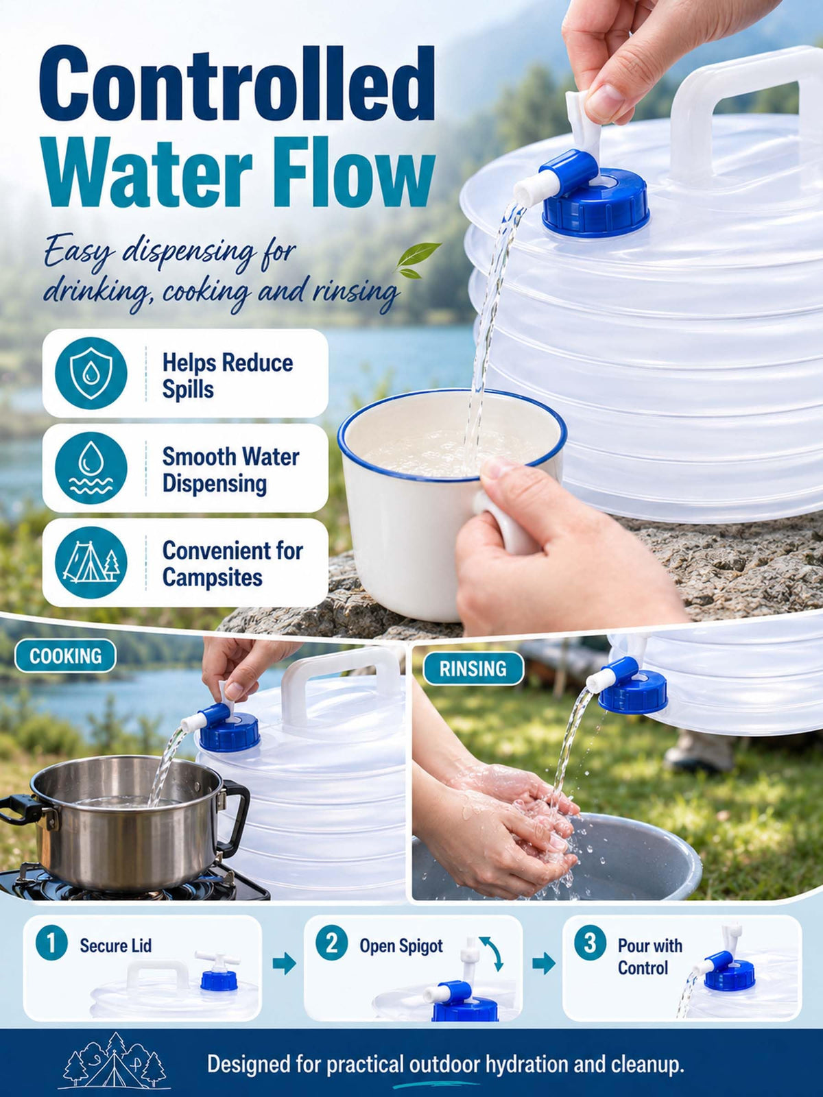 Collapsible 10L Water Container with Spigot K16650