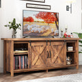 Farmhouse TV Stand with Adjustable Shelves & Sliding Barn Door X1769