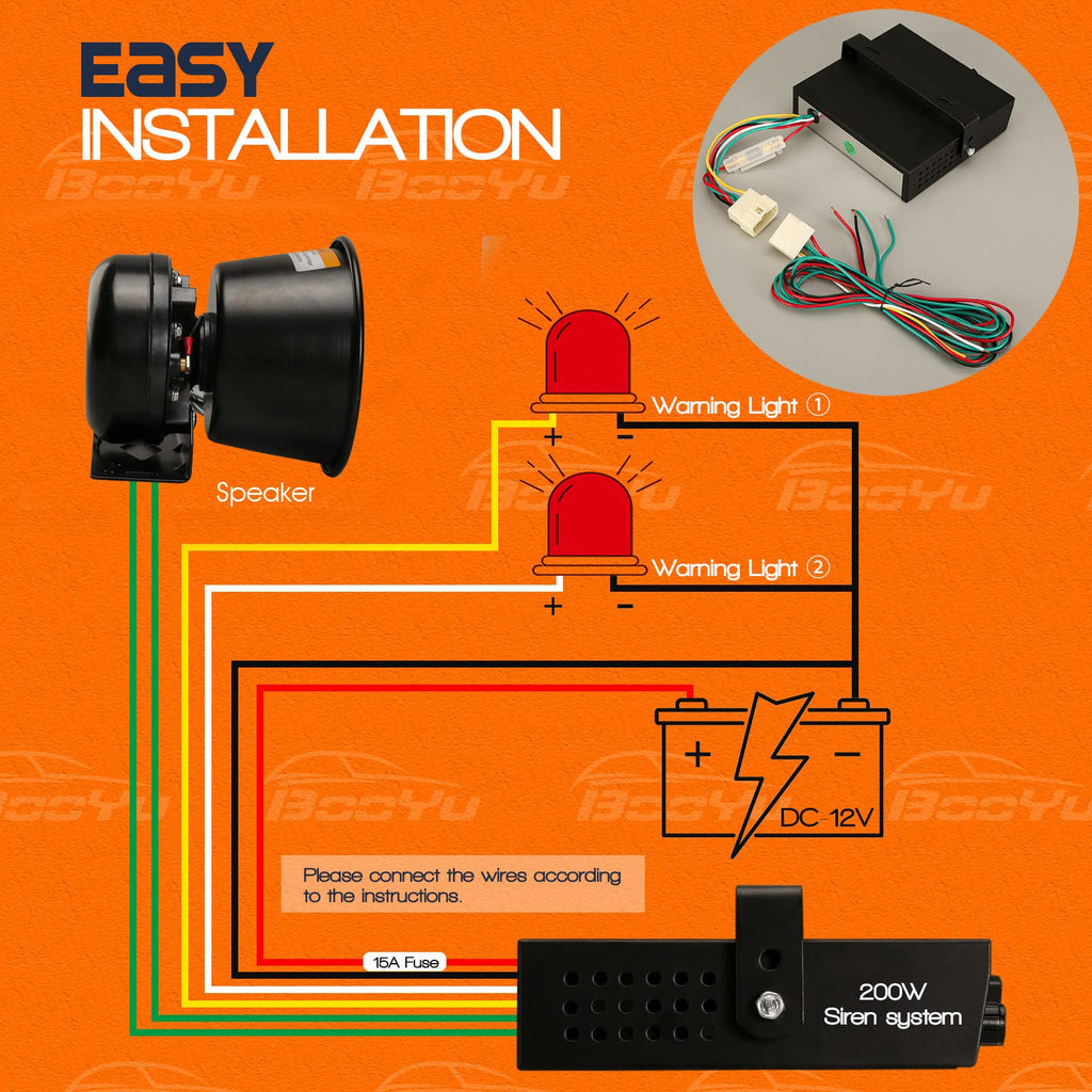 12V 200W Emergency Siren PA System with Handheld Microphone Z45334