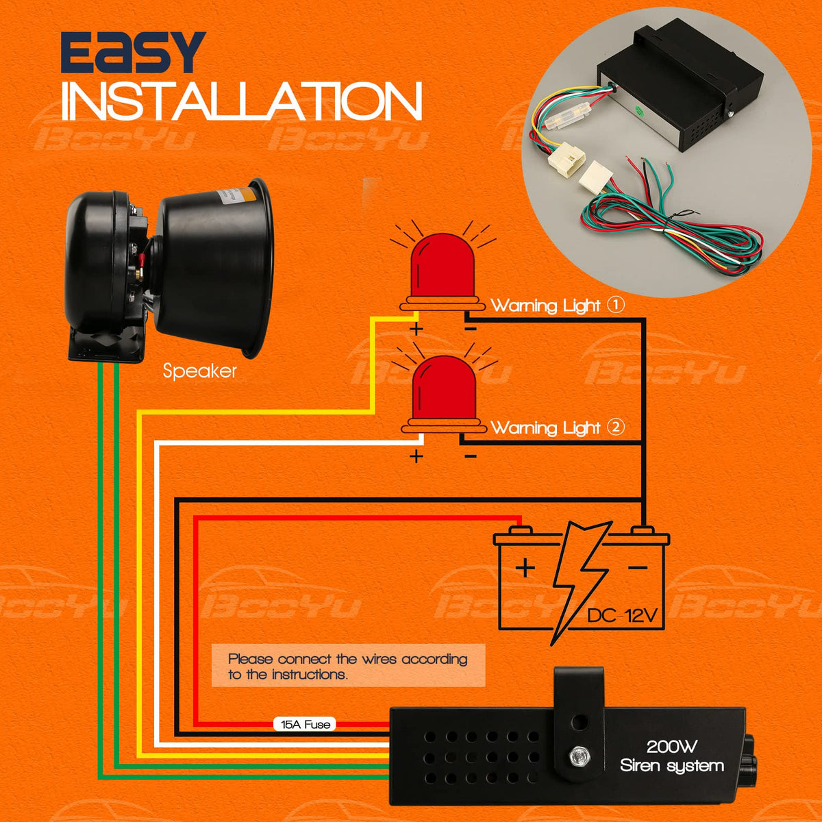 12V 200W Emergency Siren PA System with Handheld Microphone Z45334