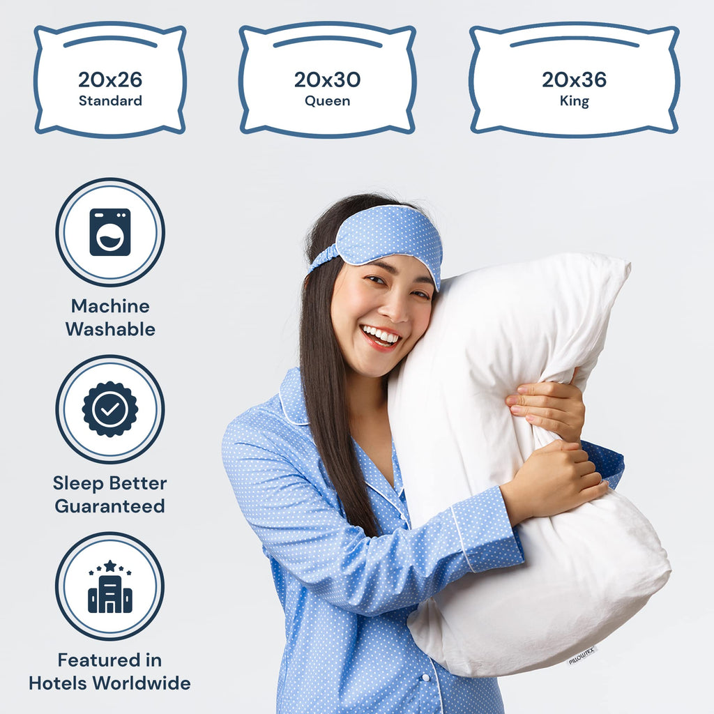 Blue King Size Down Alternative Cotton Pillows 2 Pack K447
