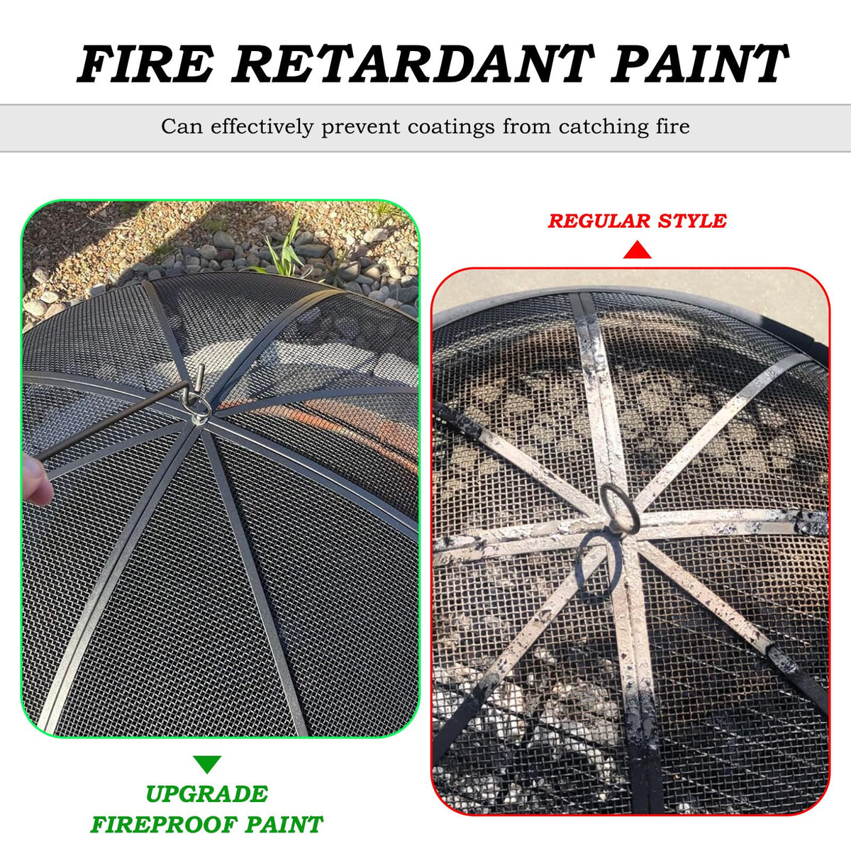 30 Inch Heavy Duty Metal Mesh Fire Pit Spark Screen with Handle & Poker K503