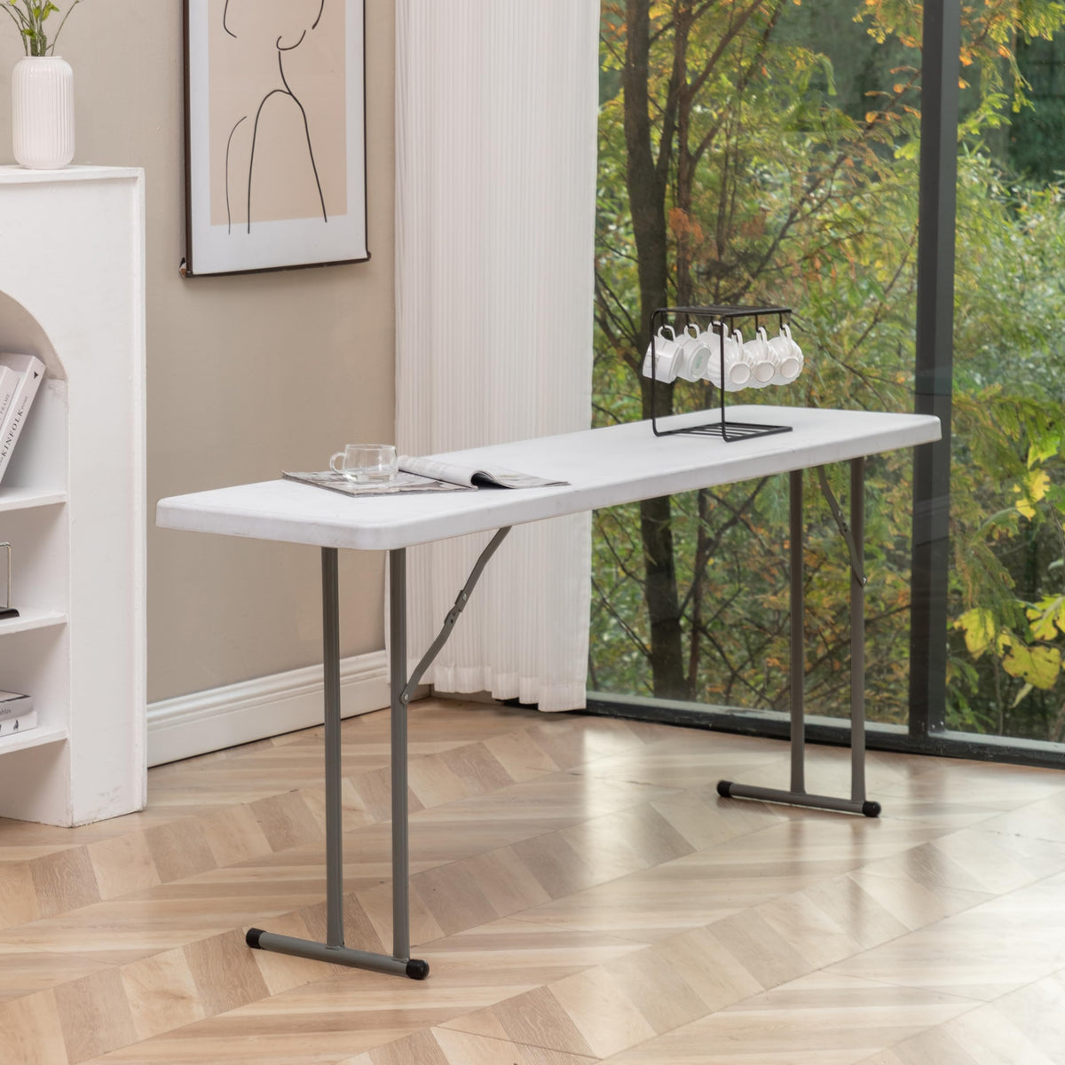 White Plastic Folding Table Set of 2 Z44521