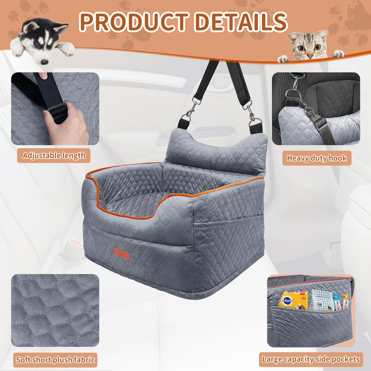 Dog Car Seat with Memory Foam Cushion S23323