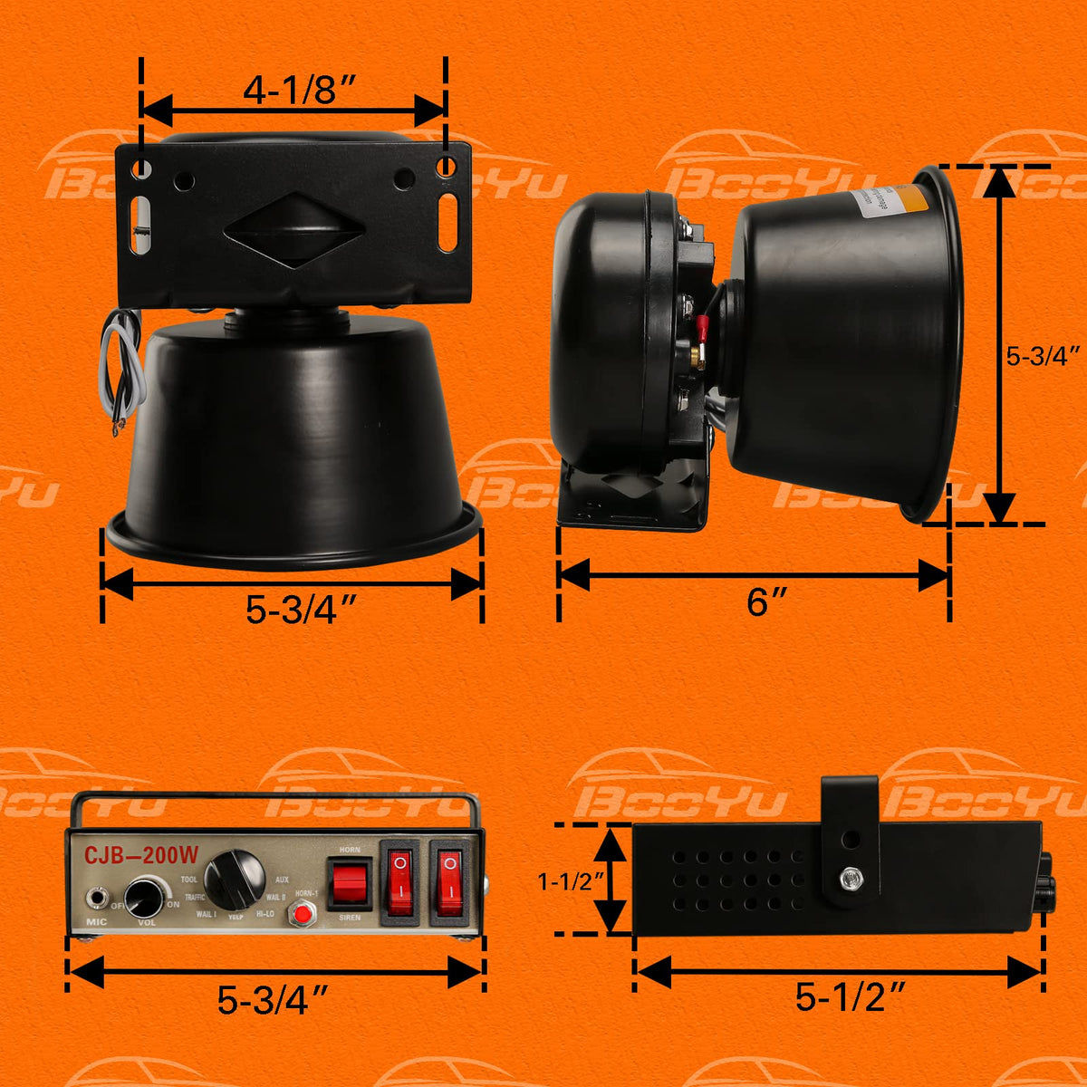 12V 200W Emergency Siren PA System with Handheld Microphone Z45334