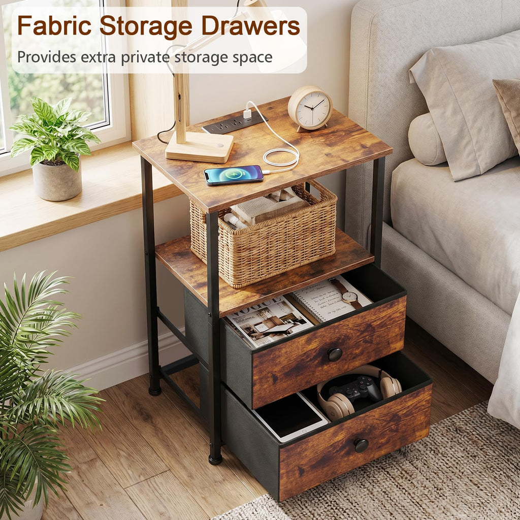 Nightstands Set of 2 with Charging Station N6891