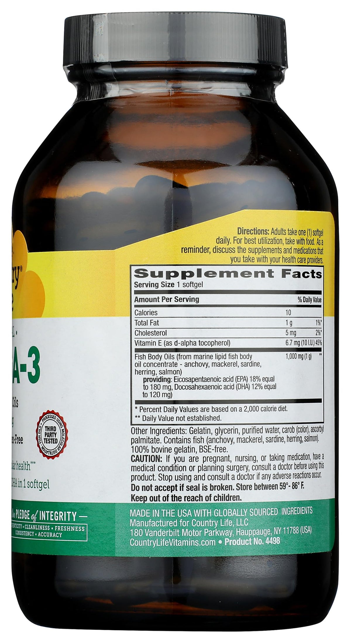 Omega-3 1000Mg Fish Oil 200-Softgel U128019