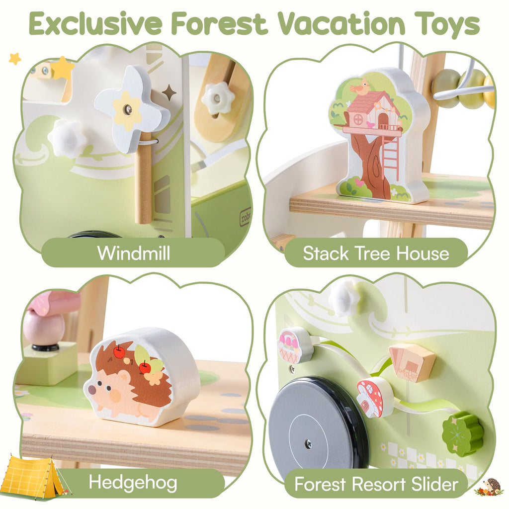 Wooden Adjustable Baby Push Walker with Anti-Slip Wheels G130