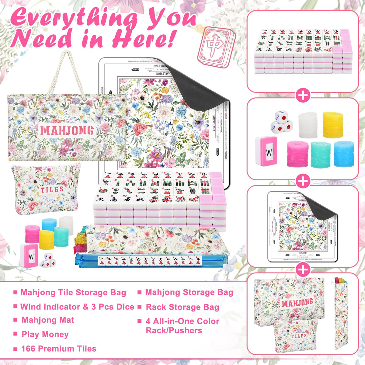 179 Pcs American Mahjong Tiles Set with Bags R86017